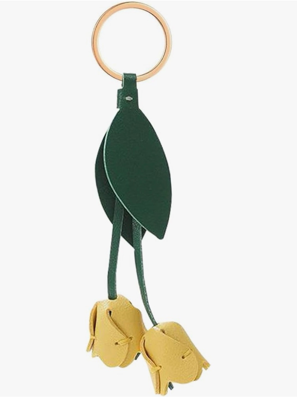 NEW Yellow Tulip Leather  Keychain Flower Charms
